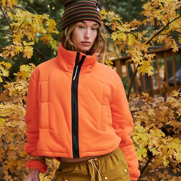 NWT free people Renegade Fleece Puffer orange XS‎